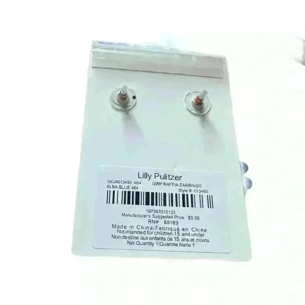 NWT Lilly Pulitzer Raffia Beaded Drop Earrings - Picture 2 of 3